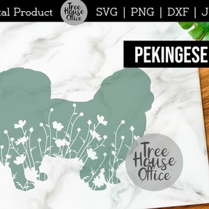 Pekingese SVG, DXF PNG jpeg, Pekingese Dog Mandala Zentangle svg, Floral Pekingese, Dog with flowers Silhouette svg, Glowforge clipart png