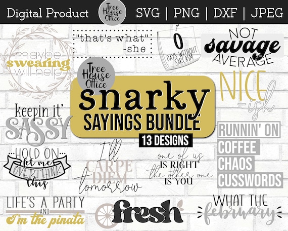Snarky Sayings SVG Bundle DXF PNG Jpeg Funny Quote Svg | Etsy