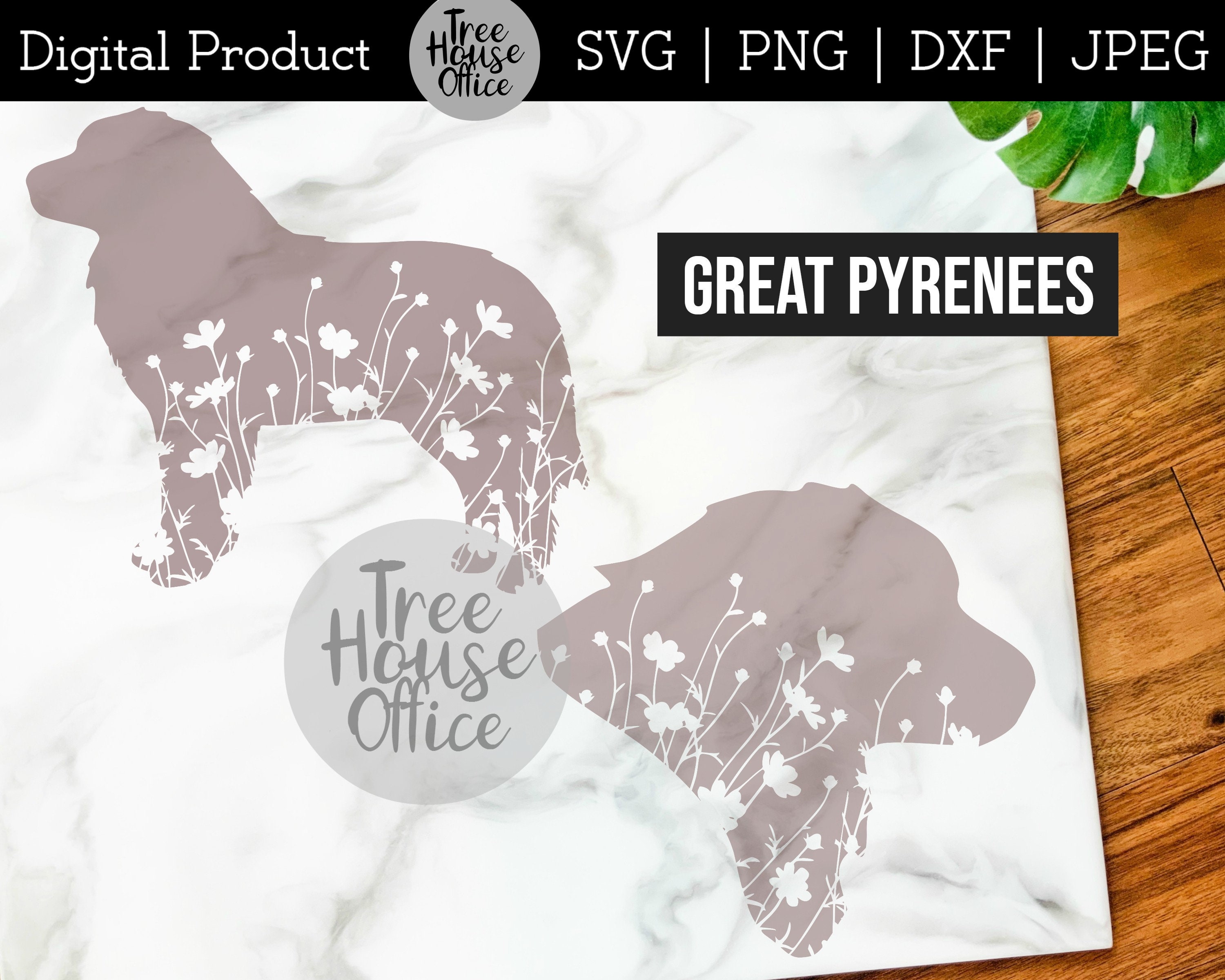 Great Pyrenees SVG DXF PNG Jpeg Floral Great Pyrenees Svg - Etsy UK