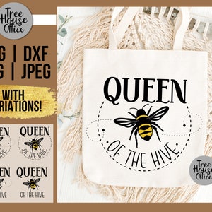 Queen of the Hive SVG, Moederdag Queen Bee Quote SVG, Honeybee SVG Cut File, Bumble Bee Quote voor moeders, Queen Bee Design quote png svg
