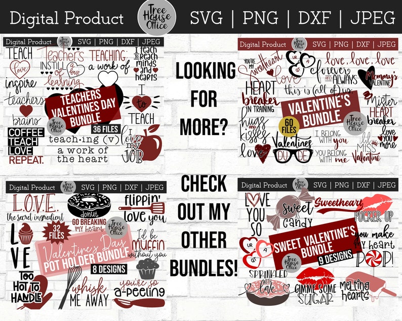 Valentine Svg Bundle Dxf Png Jpeg, Love is Sweet, Sweetheart, Valentine ...