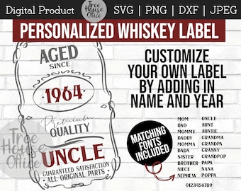 Modello di etichetta di whisky SVG, etichetta di whisky vuota, etichetta di whisky di compleanno personalizzata svg, anno di nascita vintage svg, etichetta di qualità premium SVG