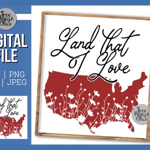4th Of July SVG, Land, dass ich Liebe spruch United States Map Cut File, Patriotic Quote SVG, Land, das ich liebe PNG, Vereinigte Staaten mit Blumen