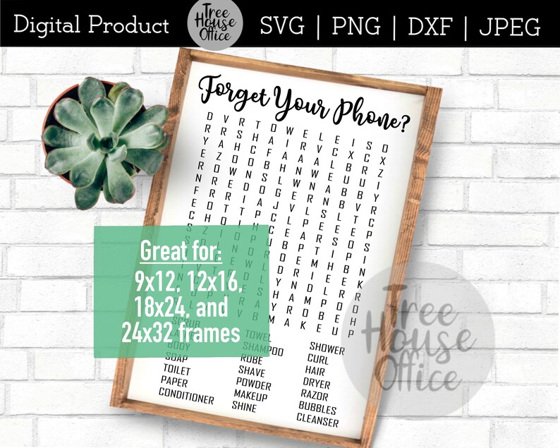 forget your phone bathroom word search svgdxfjpegpng etsy