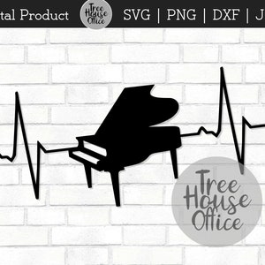 Piano Heartbeat SVG / DXF / PNG / jpeg | Piano svg | Muzikant geknipte vijl | Piano Lifeline | Muzikant svg | Piano Shirt | Pianist ekg | Bestand knippen