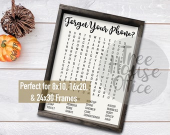 Forget Your Phone Bathroom Word Search SVG/DXF/JPEG/png| Forgot Your Phone svg| Bathroom Signs Svg| Word Search | Printable Instant Clip Art
