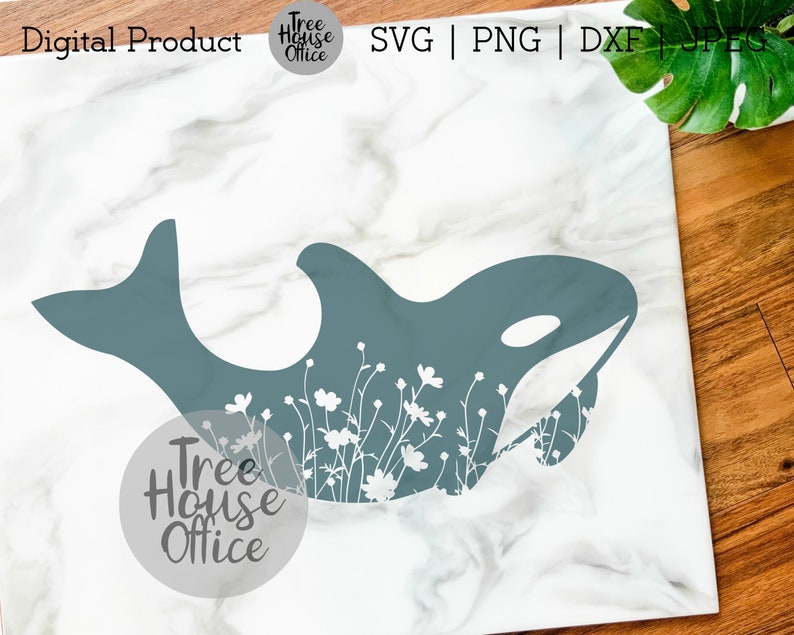 Download Floral Orca Svg Dxf Png Jpeg Animal Clip Art Orca Whale Etsy