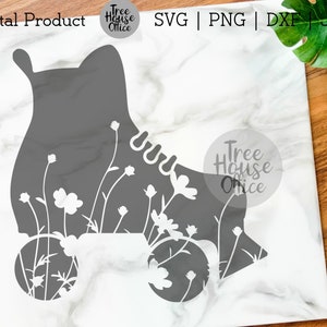 May include: A gray silhouette of a roller skate with a floral design inside. The skate is on a white marble background.