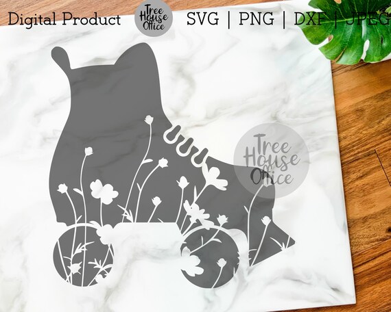Rollerskate with Flowers SVG, DXF PNG jpeg, Roller Skate Mandala Zentangle svg, Skate Silhouette svg, Roller Derby with Flowers Mendela svg