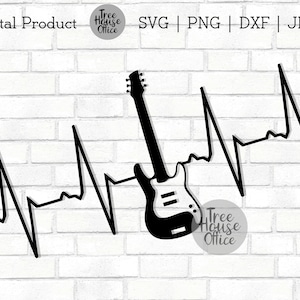 Gitaar Heartbeat SVG/DXF/PNG/jpeg | Gitaar svg | Muzikant geknipte vijl | Gitaar Lifeline | Muzikant svg | Elektrische gitaar | Gitarist ekg