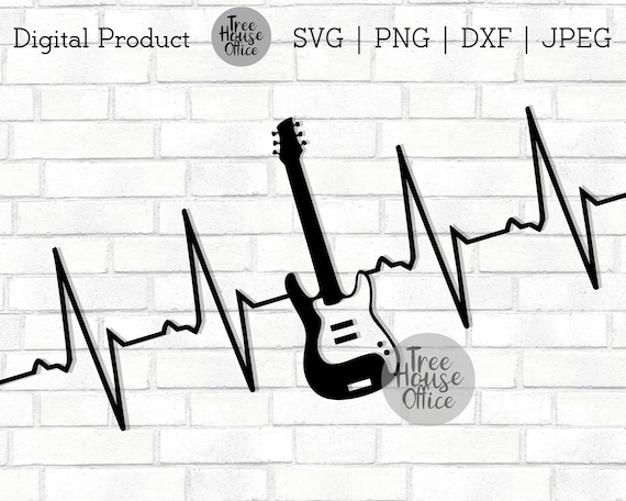 Guitar Heartbeat SVG/DXF/PNG/jpeg | Guitar svg | Musician cut file | Guitar Lifeline | Musician svg | Electric Guitar | Guitarist ekg