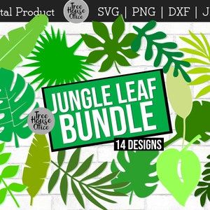 Jungle Leaves Tropical SVG, DXF, PNG, jpeg, Monstera Leaf Digital, Tropical Party Decor Svg, Leaf Cut File, Jungle Clip Art. Palmblatt svg