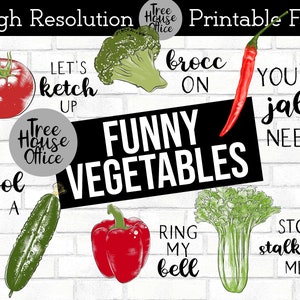 Verduras de cocina divertidas PNG / JPEG / Decoración de toallas de cocina / Clip Art vegetal / Divertido vegetal / Juego de palabras de verduras Archivo digital / Downloa instantáneo