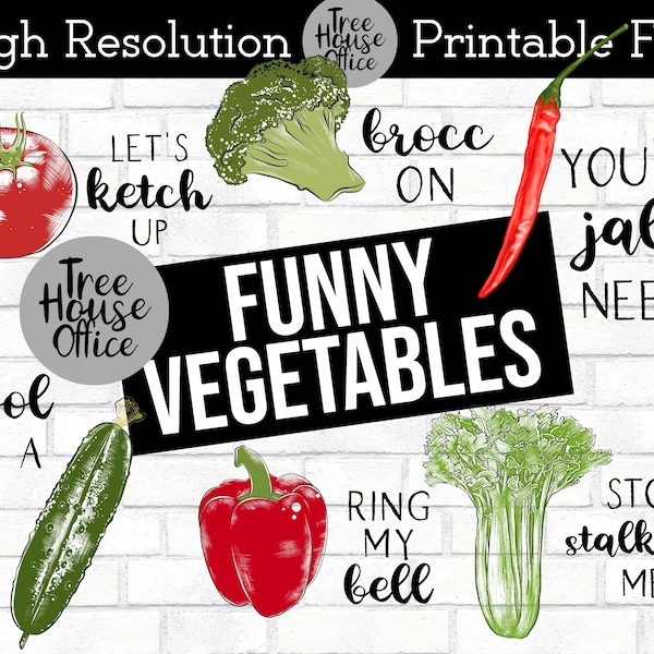 Funny Kitchen Vegetables PNG/JPEG | Kitchen Towel Decor | Vegetable Clip Art | Funny Vegetable | Vegetable Pun Digital File| Instant Downloa