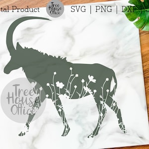 Sable Antelope SVG DXF PNG jpeg, Floral Sable Clip Art, Antelope Mandela Mandala, African Sable with Flowers, Wildlflower Sable Zentangle
