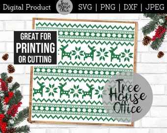 Ugly Christmas Sweater SVG, DXF, PNG, jpeg, Nordic Winter Pattern for Sublimation, Xmas Printable Design, Knit Sweater Pattern Wall Art png