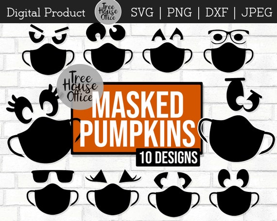 Pumpkin With Mask SVG Masked Pumpkin Jack O Lantern Faces
