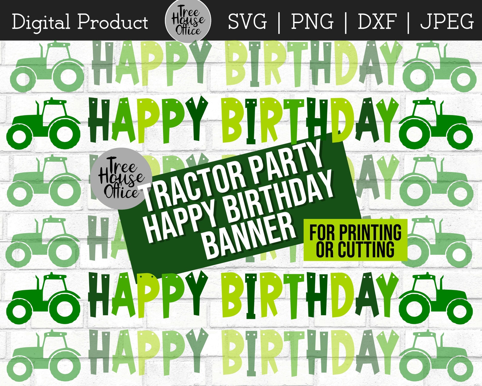 Download Tractor Happy Birthday Banner SVG/DXF/PNG/jpeg John Deere | Etsy