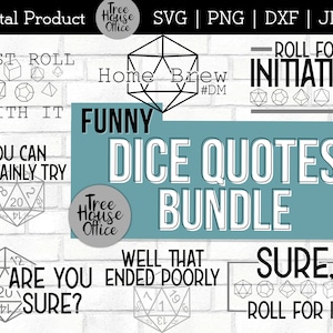 Citation de dés SVG Bundle, Polyhedral Dice Svg, Donjons et Dragons svg, DND Dictons Cut File, Dice Clip art T shirt design, RPG Game Dice