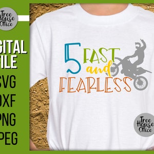 5ème anniversaire SVG, cinq rapides et intrépides Dirtbike Anniversaire SVG PNG Cut File, Motocross 5ème anniversaire, Chemise d’anniversaire svg, Conduite Dirt Bike
