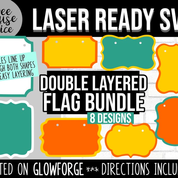 Layered Flag Shapes Banner Glowforge Laser SVG, Garland Banners Cut File, CNC Laser Cutter flag svg, Flag Template for Laser Machines