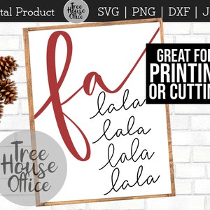 Fa La La La La SVG, DXF JPEG png, Weihnachtslied Svg, Bauernhaus Druckbares Weihnachtsdekor, vertikaler Druck, Fa la la svg, Deck The Hallen png