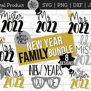 Paquete familiar de Año Nuevo SVG Paquete DXF PNG jpeg, Sr. Año Nuevo, Sra. Año Nuevo, Pequeño Señor Pierde Año Nuevo, Mamá Papá Niño Año Nuevo Gráfico png