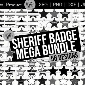Paquete de insignias del sheriff SVG, Departamento del Sheriff svg, Emblema de la insignia del sheriff dxf, Estrella del sheriff adjunta SVG Clipart, Insignia del sheriff personalizada PNG