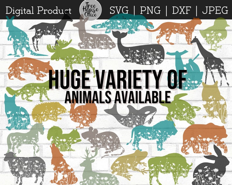 a wide variety of floral animal SVG cut files available for purchase