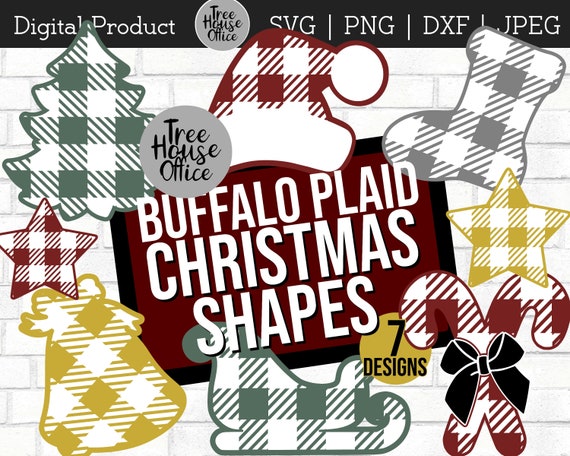 Download Buffalo Plaid Christmas Shapes Svg Png Plaid Ornaments For Etsy PSD Mockup Templates