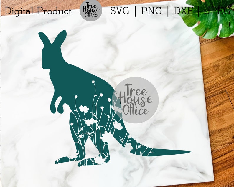 Download Floral Kangaroo SVG DXF PNG jpeg Australia Animal Clip Art ...