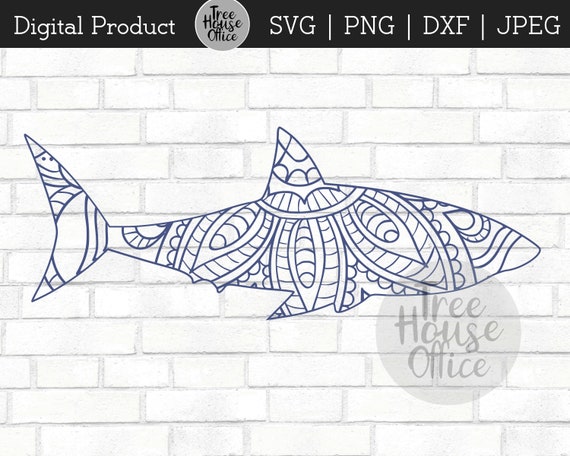 Download Shark Zentangle Svg Dxf Jpeg Png Shark Mandala Clipart Shark Etsy