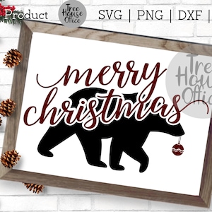 Merry Christmas Bear SVG, Holiday Bear Cut File, Christmas Animal Svg, Bear Silhouette Cut File, Holiday Bear, Christmas Bear svg | Bear svg