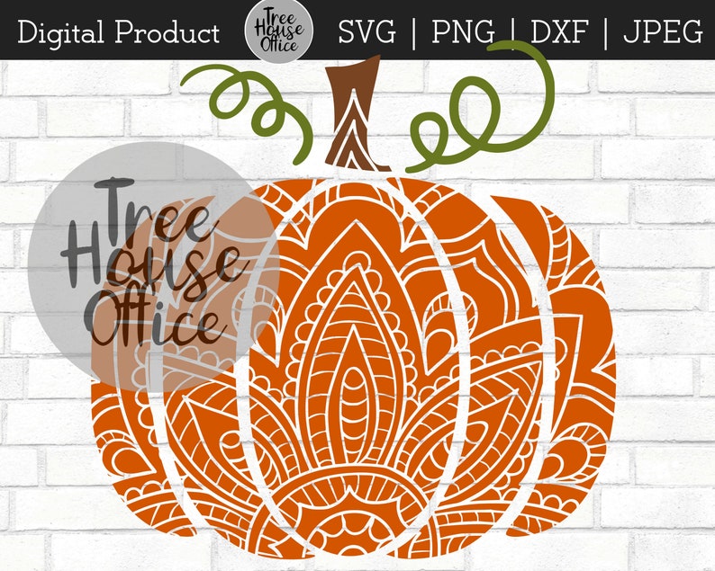 Pumpkin Mandala SVG/DXF/PNG/jpeg Pumpkin Zentangle Autumn Sign Svg Harvest Decor Cut File Stencil Floral Pumpkin Rustic Fall image 7