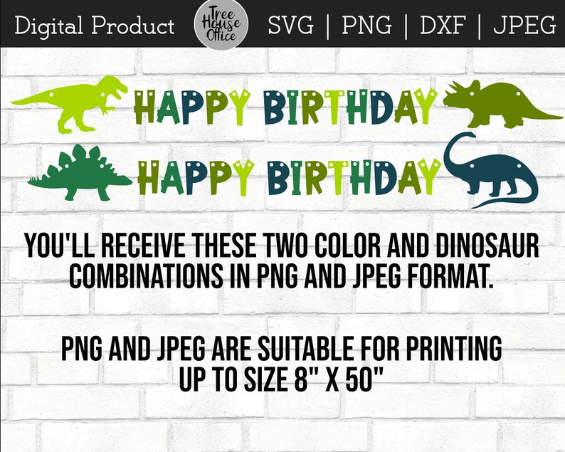 Download Dinosaur Happy Birthday Banner SVG/DXF/PNG/jpeg Dinosaur ...