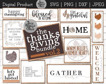 Thanksgiving SVG Bundle DXF, PNG jpeg, Farmhouse Thanksgiving Clipart, Inspirational Quote Rustic Cut File Download For Signs Home Decor png