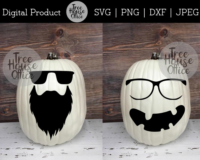 Pumpkin Carving svg, Jack O Lantern Faces SVG, Pumpkin Face Clipart, Pumpkin with Mask Glasses, Pumpkin Stencil, Halloween Pumpkin Face SVG image 3