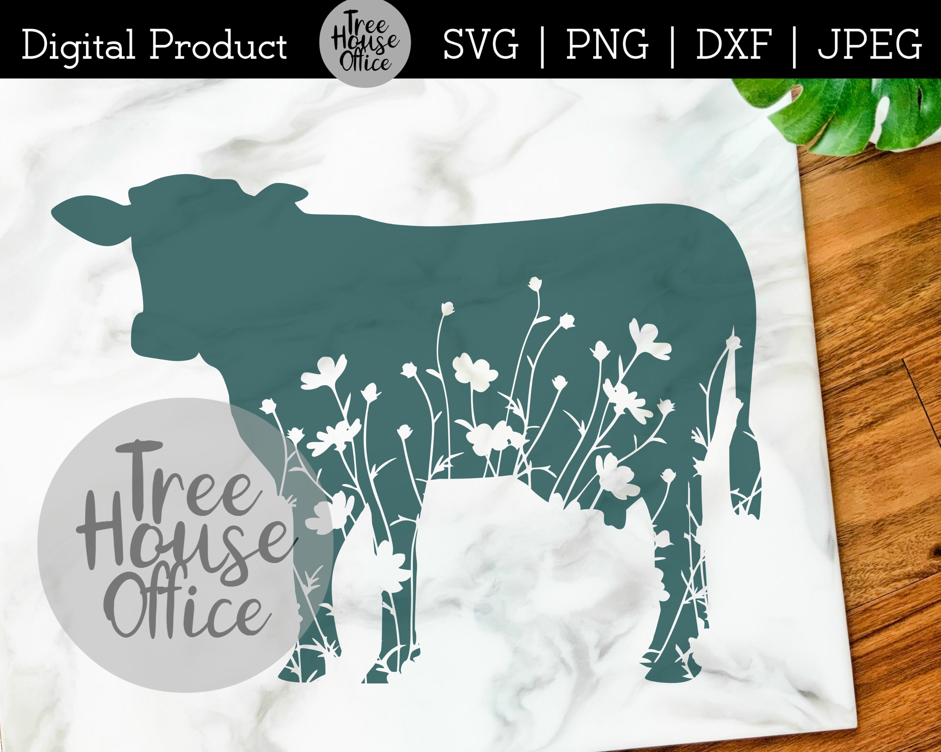 Download Floral Cow Svg Dxf Png Jpeg Farm Animal Clip Art Cow Mandela Etsy
