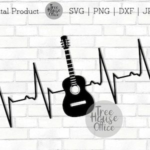 Gitaar Heartbeat SVG/DXF/PNG/jpeg | Gitaar svg | Muzikant geknipt vijl| Gitaar Lifeline svg| Muzikant svg| Akoestische gitaar| Gitarist gitaar ekg