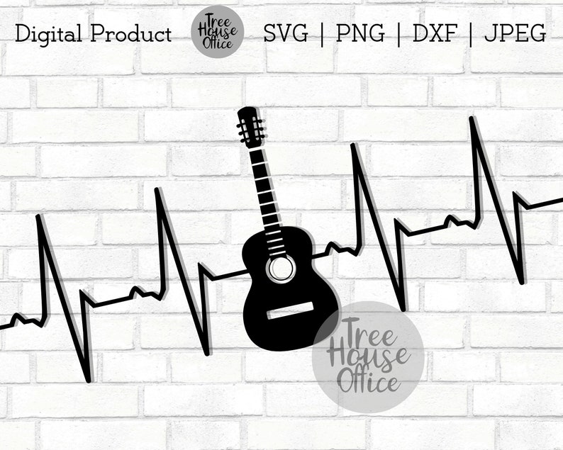 Download Guitar Heartbeat SVG/DXF/PNG/jpeg Guitar svg Musician cut ...