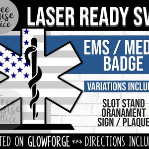 Sanitäter EMS Abzeichen Glowforge SVG, Sanitäter geschnitten Datei, 3D Laserdrucker Datei, medizinisches Aide Schild, Ersthelfer Sanitäter CNC geschichtetes Holz Design