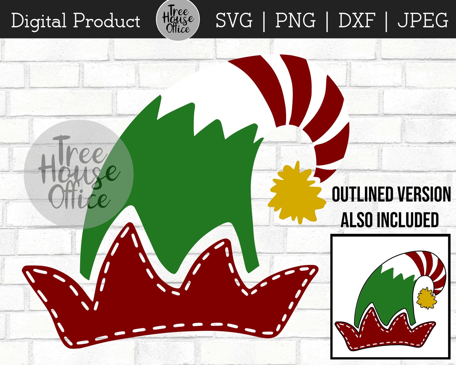 Elf Hat SVG DXF PNG Jpeg Hand Drawn Elf Hat Clipart Cute  Etsy