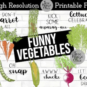Verduras de cocina divertidas PNG / JPEG / Decoración de toallas de cocina / Clip Art vegetal / Divertido vegetal / Juego de palabras de verduras Archivo digital / Downloa instantáneo