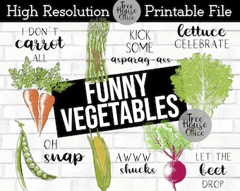 Verdure da cucina divertenti PNG / JPEG / Decorazione asciugamano da cucina / Clip Art vegetale / Verdura divertente / Gioco di parole vegetale File digitale / Downloa istantaneo
