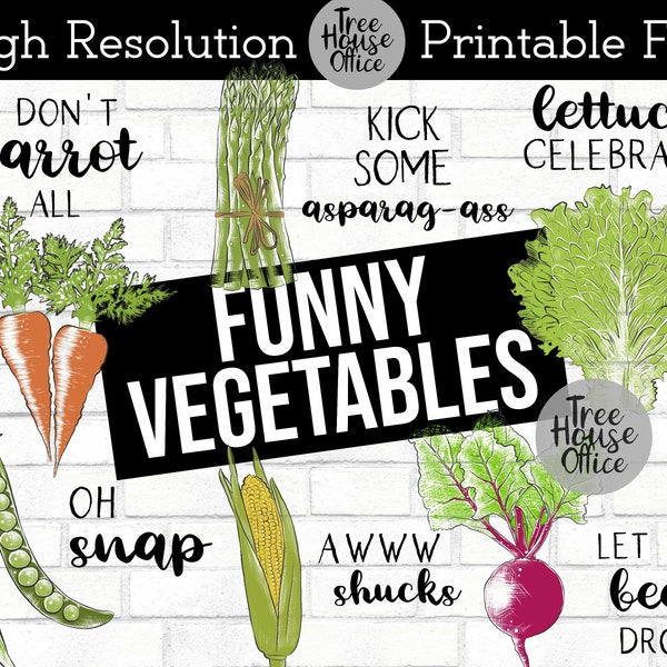 Funny Kitchen Vegetables PNG/JPEG | Kitchen Towel Decor | Vegetable Clip Art | Funny Vegetable | Vegetable Pun Digital File| Instant Downloa