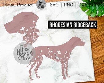 Rhodesian Ridgeback SVG, DXF PNG jpeg, Floral Ridgeback Mandala Zentangle svg, Dog Silhouette svg, Rhodesian Ridgeback with Flowers Clipart