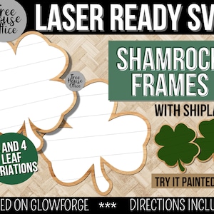 St Patricks Day Sign Laser SVG, Shamrock Shape Shiplap Frame Laser SVG, Clover Shape Frame Glowforge Archivo de corte láser, Plantilla de marco para láser