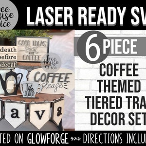Kaffee Java Tiered Tray Glowforge SVG, Kaffee Liebhaber geschnitten Datei, 3D Laserdrucker Datei, Kaffee Bar Bauernhaus Tablett, Cafe CNC geschichteten Holzschneider