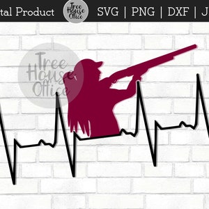 Girl with Shotgun Heartbeat SVG/DXF/PNG/jpeg, Girl Trapshooting svg, Skeet Shooting ekg, She Hunts, Clay Sporting ekg, Clay Hunting svg