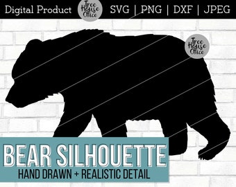 Bär Silhouette SVG, Bär SVG, Bär Silhouette SVG, Bär Png für Sublimation, Realistischer Bär Svg, Black Bear oder Grizzly Bear Cut File Dxf